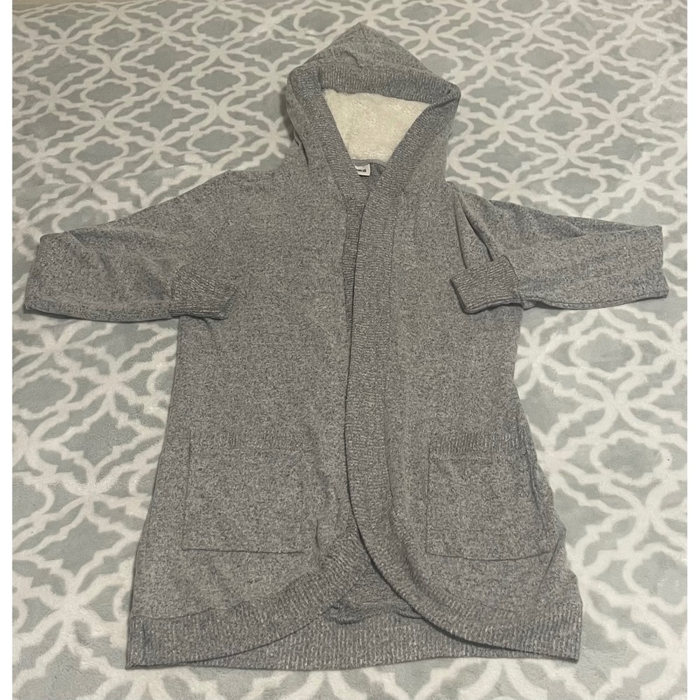 No Boundaries XS Gray Hooded‎ Cardigan Open Front Sweater Knit Jacket